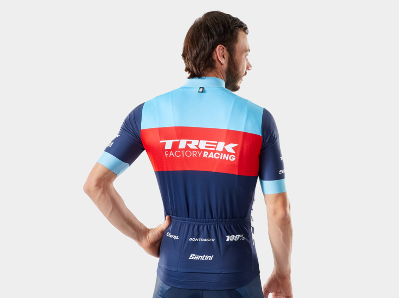Trek Santini Factory Racing XC Team Replica Cycling Short Sleeve Jersey in Blue/Azure-1